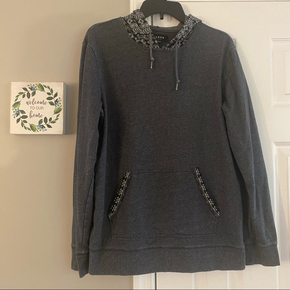 PacSun Men’s Heathered Aztec Tribal Print Hoodie Gray Size Medium Sweatshirt